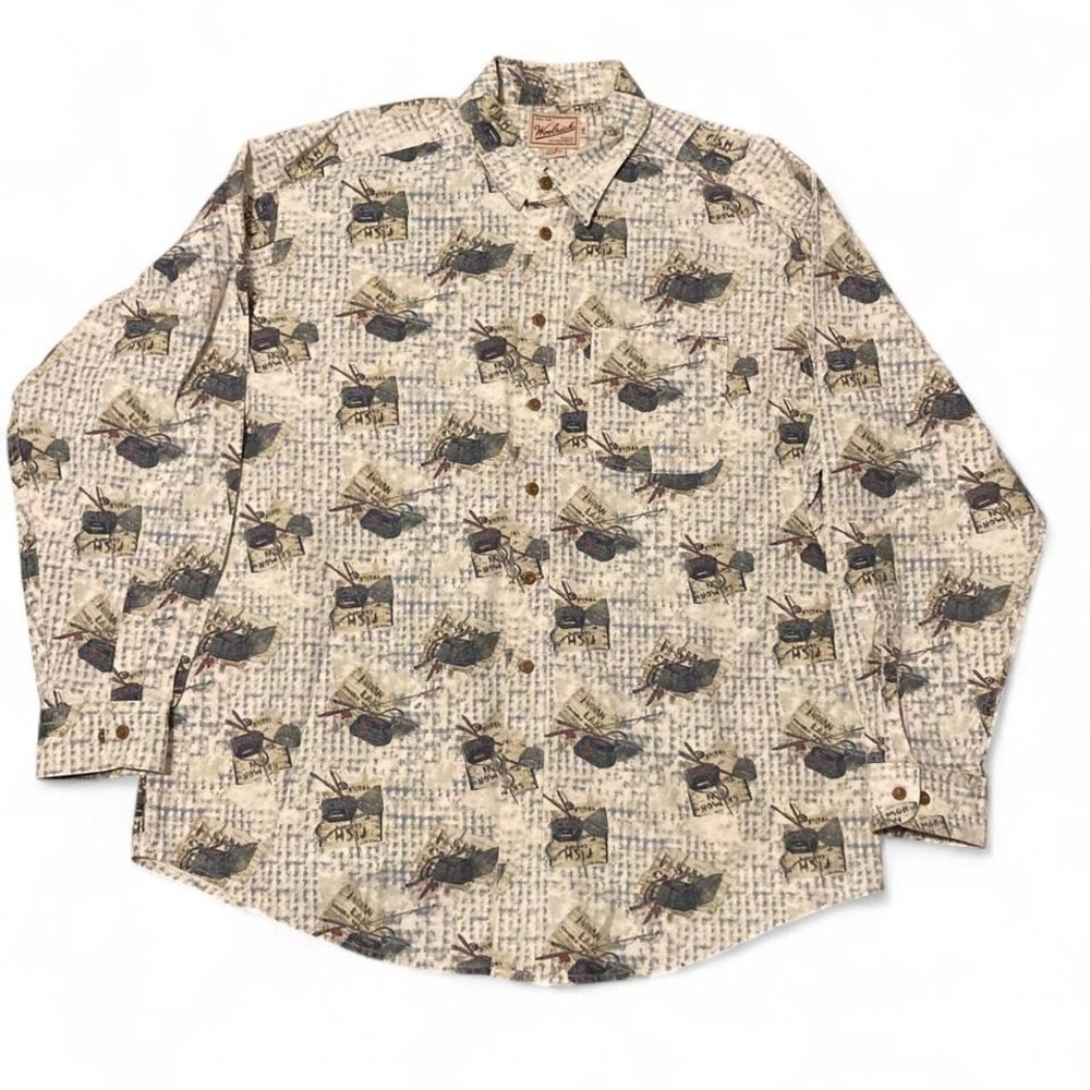 Woolrich NWOT fishing cotton shirt vintage 90s USA made size 2XL